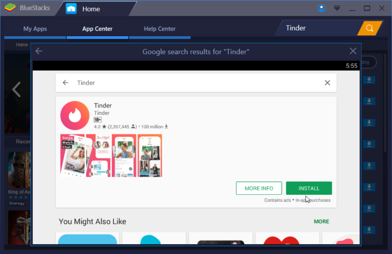 how to use bluestacks and tinder