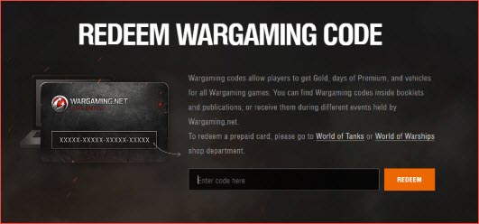 redeem war-gaming code