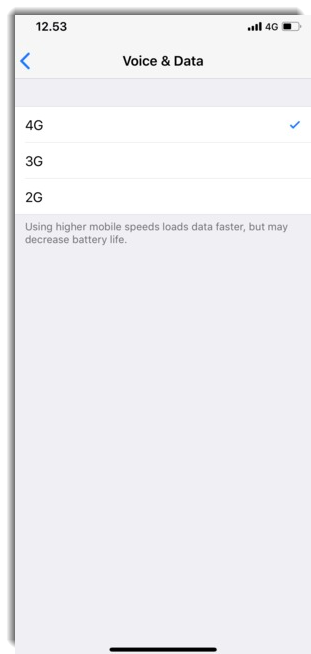 Enable Only 4G Mode iPhone X 4