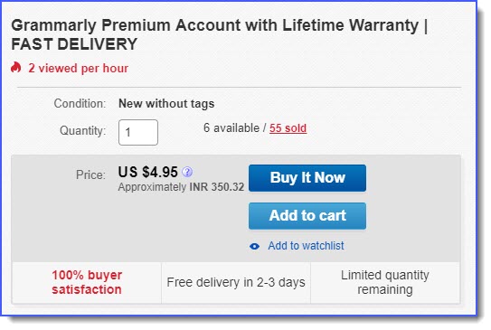 buy grammarly premium account from ebay