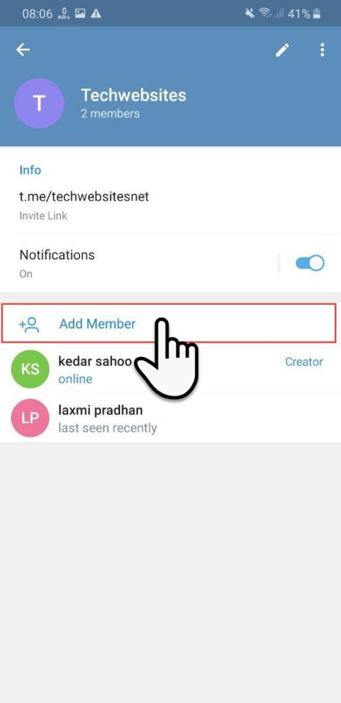 Click On Add Member Options.