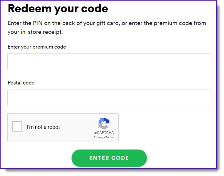 spotify premium redeem code