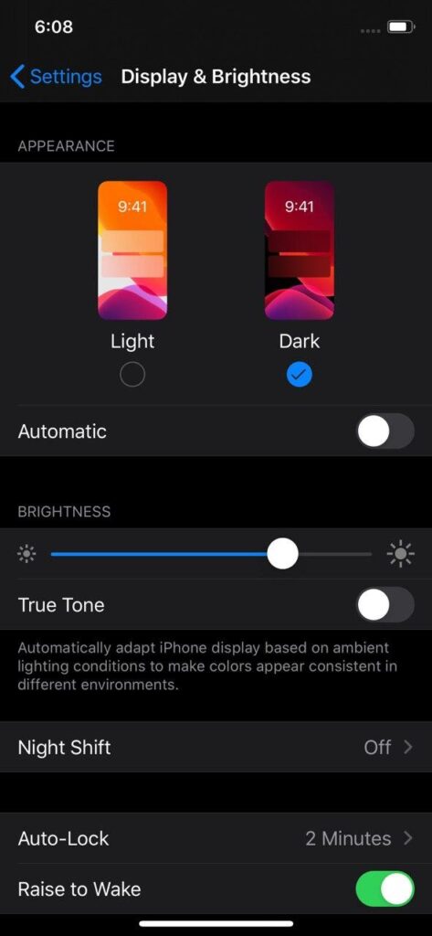 iPhone Enable black Mode