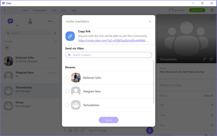 How to create viber group invite link step 2 